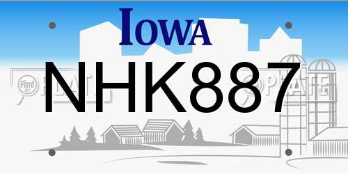 NHK887 Iowa License Plate