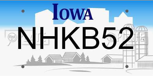 NHKB52 Iowa License Plate