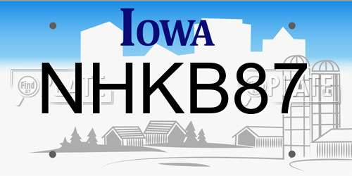 NHKB87 Iowa License Plate