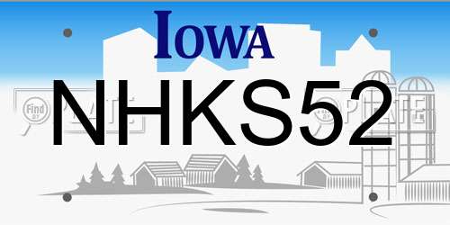 NHKS52 Iowa License Plate