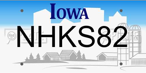 NHKS82 Iowa License Plate