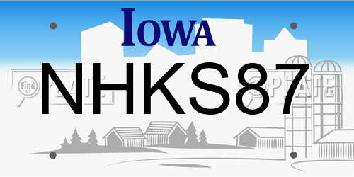 NHKS87 Iowa License Plate