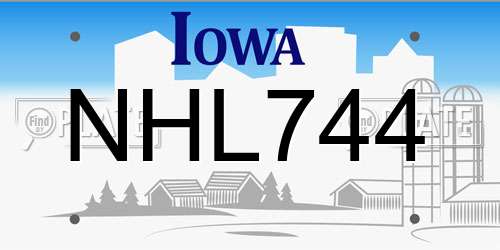 NHL744 Iowa License Plate