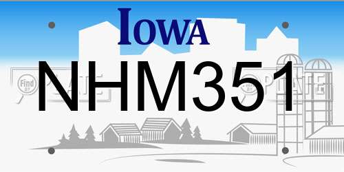 NHM351 Iowa License Plate