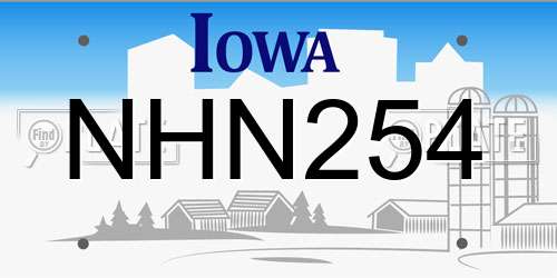 NHN254 Iowa License Plate