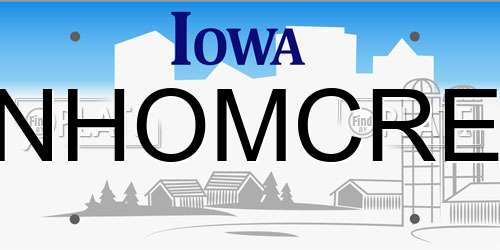 NHOMCRE Iowa License Plate