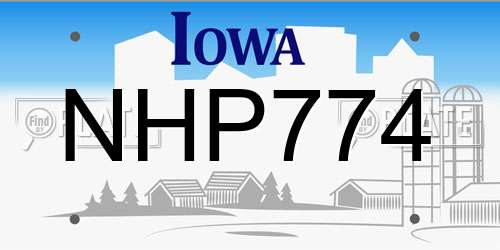 NHP774 Iowa License Plate