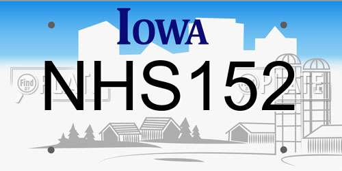 NHS152 Iowa License Plate
