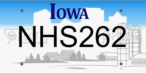 NHS262 Iowa License Plate