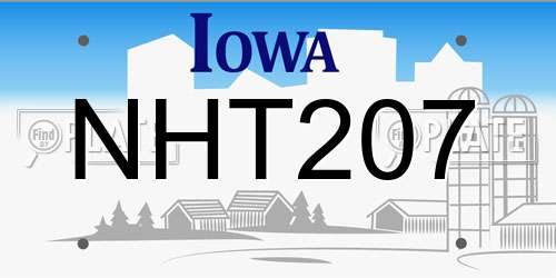 NHT207 Iowa License Plate