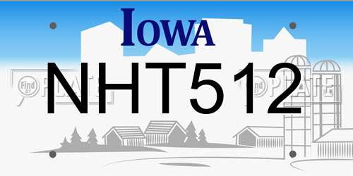 NHT512 Iowa License Plate