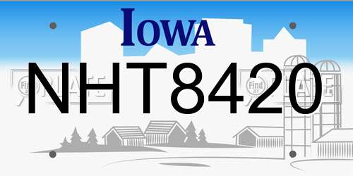NHT8420 Iowa License Plate