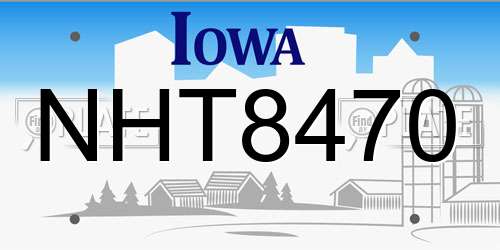 NHT8470 Iowa License Plate