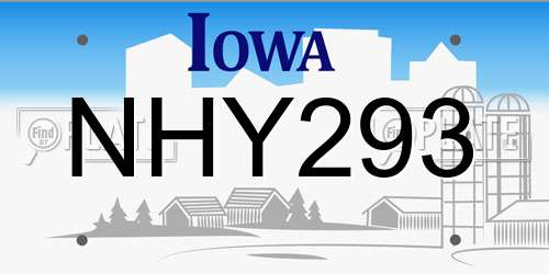 NHY293 Iowa License Plate