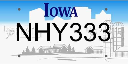NHY333 Iowa License Plate