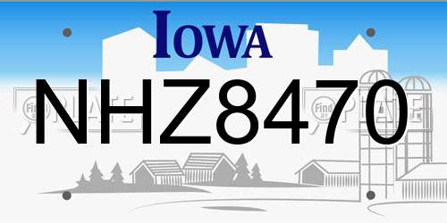 NHZ8470 Iowa License Plate