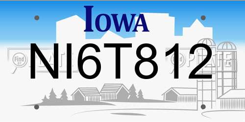 NI6T812 Iowa License Plate