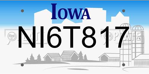 NI6T817 Iowa License Plate