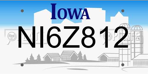 NI6Z812 Iowa License Plate