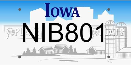 NIB801 Iowa License Plate