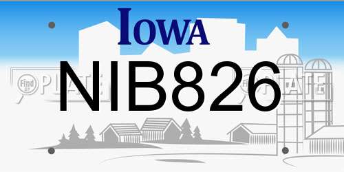 NIB826 Iowa License Plate