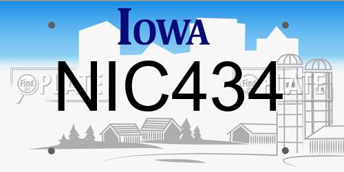 NIC434 Iowa License Plate