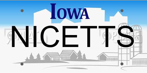 NICETTS Iowa License Plate