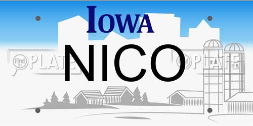 NICO Iowa License Plate