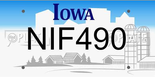 NIF490 Iowa License Plate