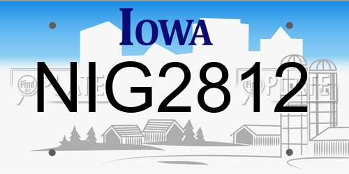 NIG2812 Iowa License Plate