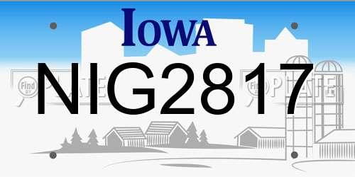 NIG2817 Iowa License Plate