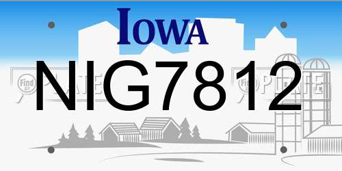 NIG7812 Iowa License Plate