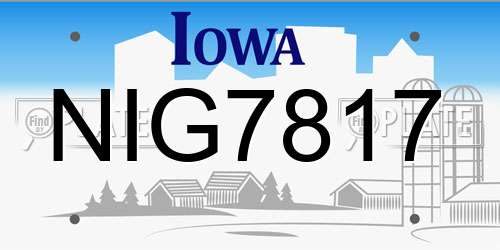 NIG7817 Iowa License Plate