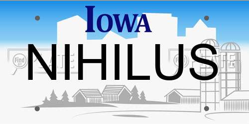 NIHILUS Iowa License Plate