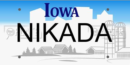 NIKADA Iowa License Plate