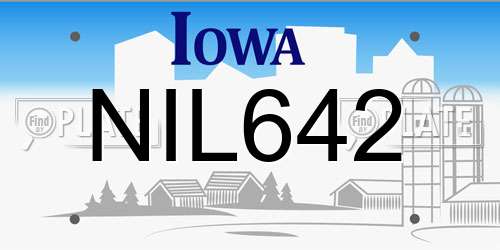 NIL642 Iowa License Plate