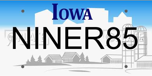 NINER85 Iowa License Plate