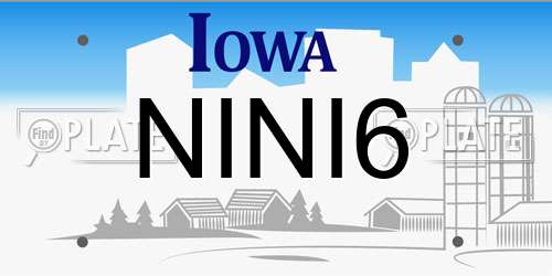 NINI6 Iowa License Plate