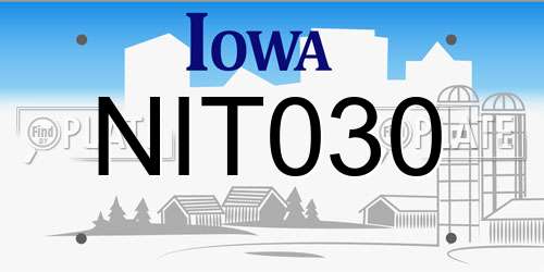 NIT030 Iowa License Plate