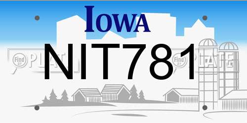 NIT781 Iowa License Plate