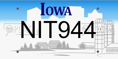 NIT944 Iowa License Plate