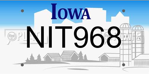 NIT968 Iowa License Plate