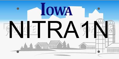 NITRA1N Iowa License Plate