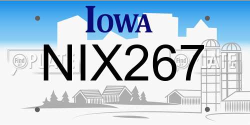 NIX267 Iowa License Plate