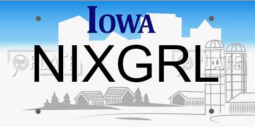NIXGRL Iowa License Plate