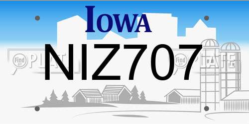 NIZ707 Iowa License Plate