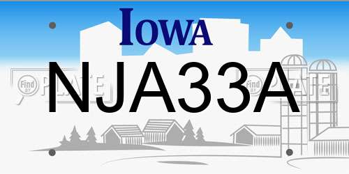 NJA33A Iowa License Plate