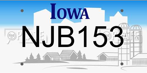 NJB153 Iowa License Plate
