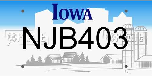 NJB403 Iowa License Plate