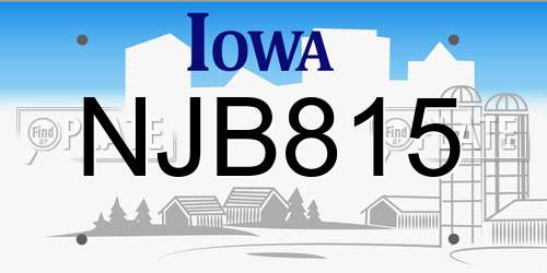 NJB815 Iowa License Plate